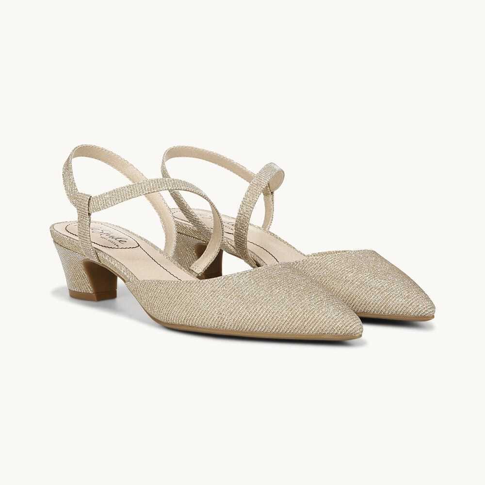 NWT⛱️LifeStride - Gold Minimalist Slingback Pump - 8 Wide